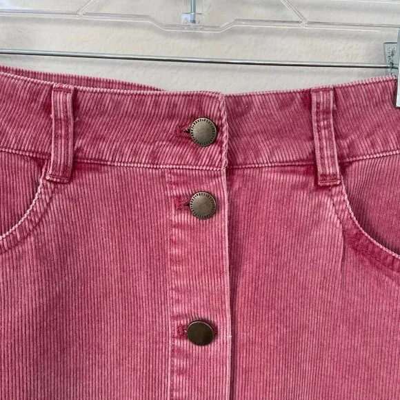 ROXY Womens Medium Unforgettable Fall Dusty Rose Corduroy Button Mini Skirt - Picture 5 of 11